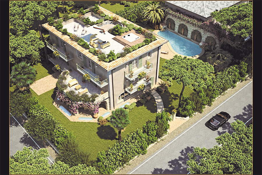 Vista dall'alto villa con piscina a Forte dei Marmi Cod 1354